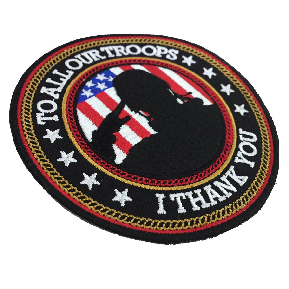 Thank You To All Our Troops Round Patch 3.75x3.5 Applique For